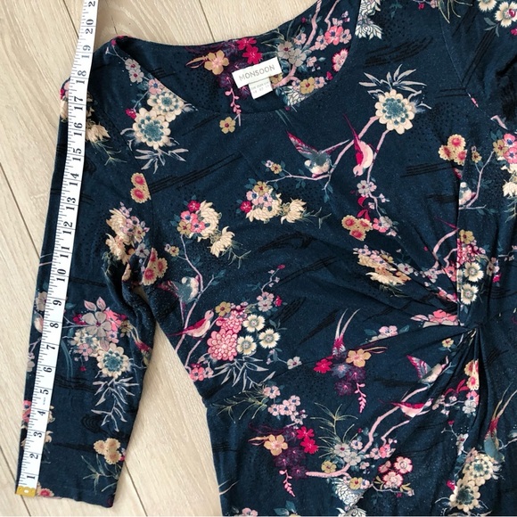 Monsoon Floral Print 1/2 Sleeve Dress Size 10 - Picture 7 of 15